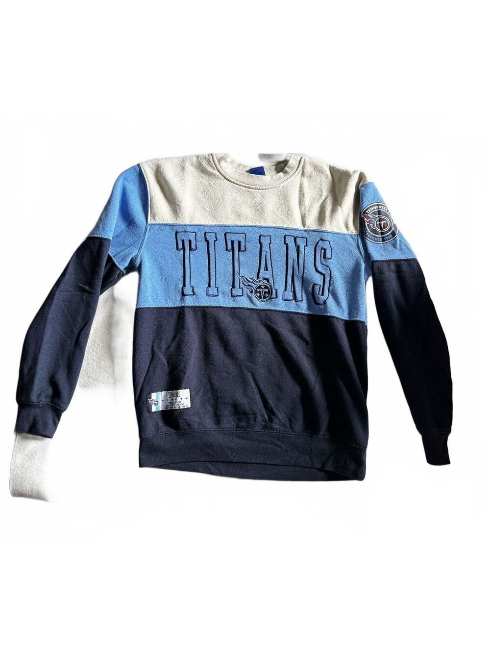 Tennessee Titans Embroidered Color Block Crewneck Size Medium